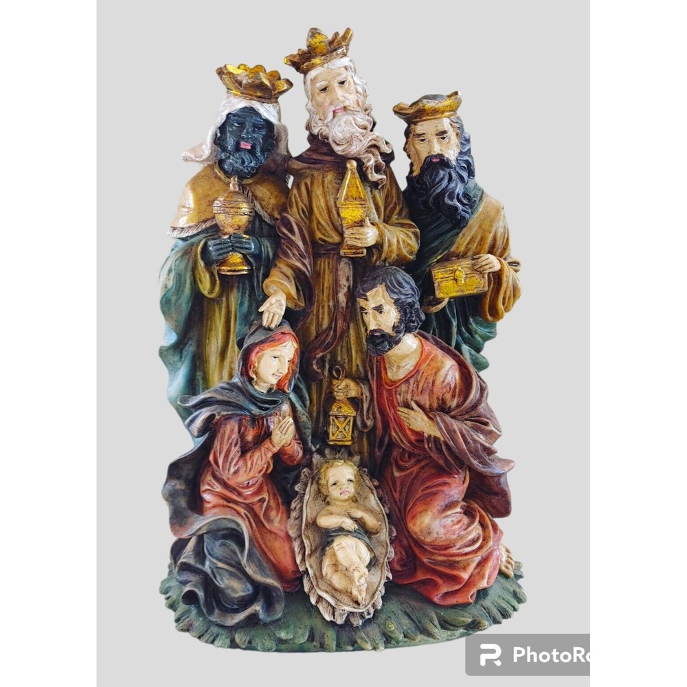 Christmas Nativity Scene Figurine 12" Resin Painted